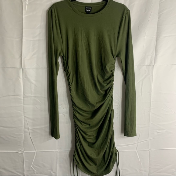 NWoT Sofia Richie x Bar III Olive Green Ruched Bodycon Long Sleeve Dress, size L - Picture 12 of 12